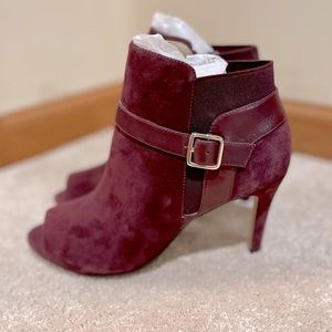 Marc Fisher Burgundy Suede Open Toe Ankle Booties